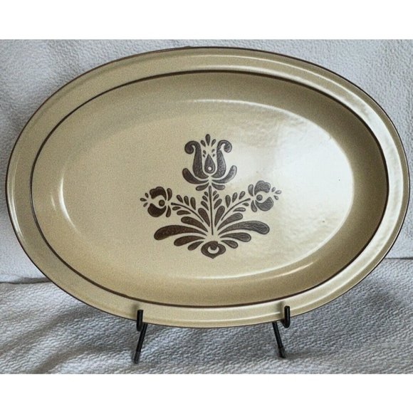 Pflatzgraff Village Tan/brown Serving Platter 13  5/8”x 9  1/2” Vintage 1977 USA - Picture 8 of 12